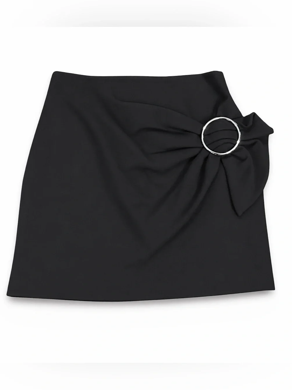 Zara‎ Woman Black Wrap Mini Skirt W/Ring Detail, S